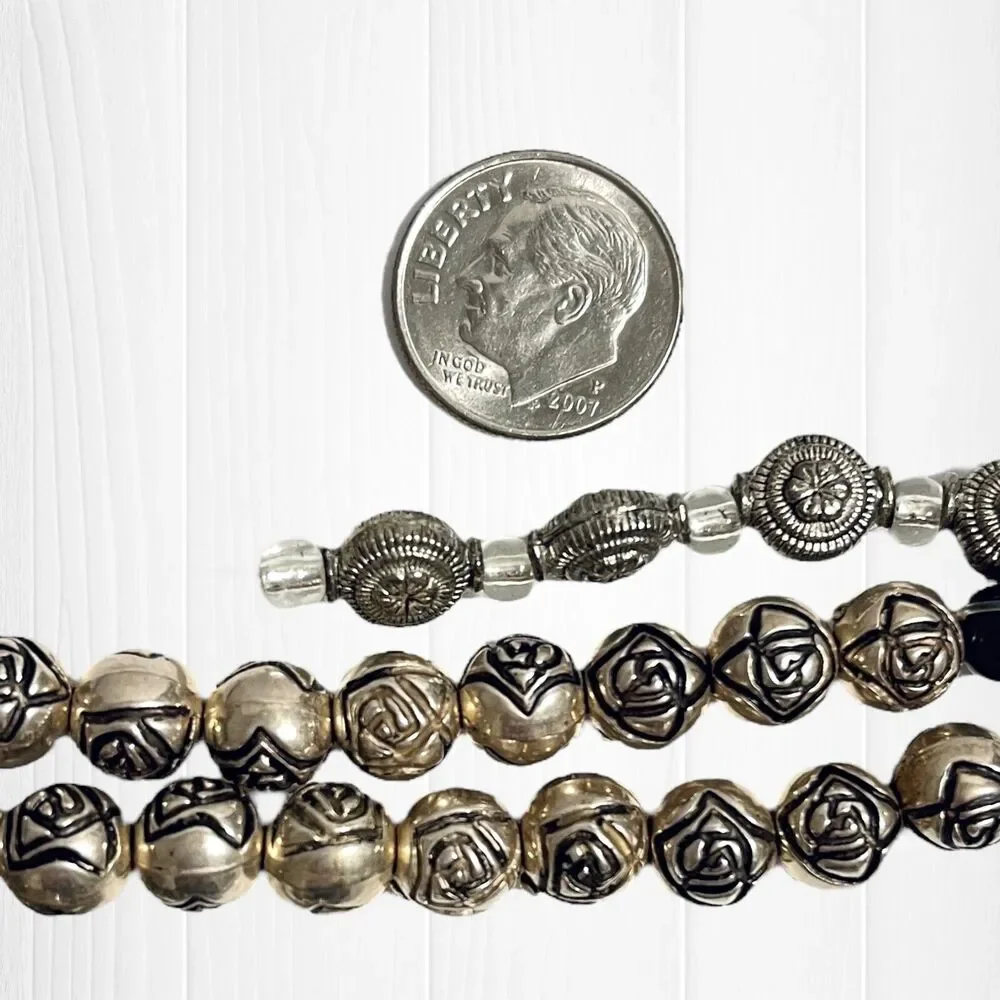 LOT Metallic Beads Jewelry Making Silver Tone Goldtone Mix Hearts Spacers Crafts